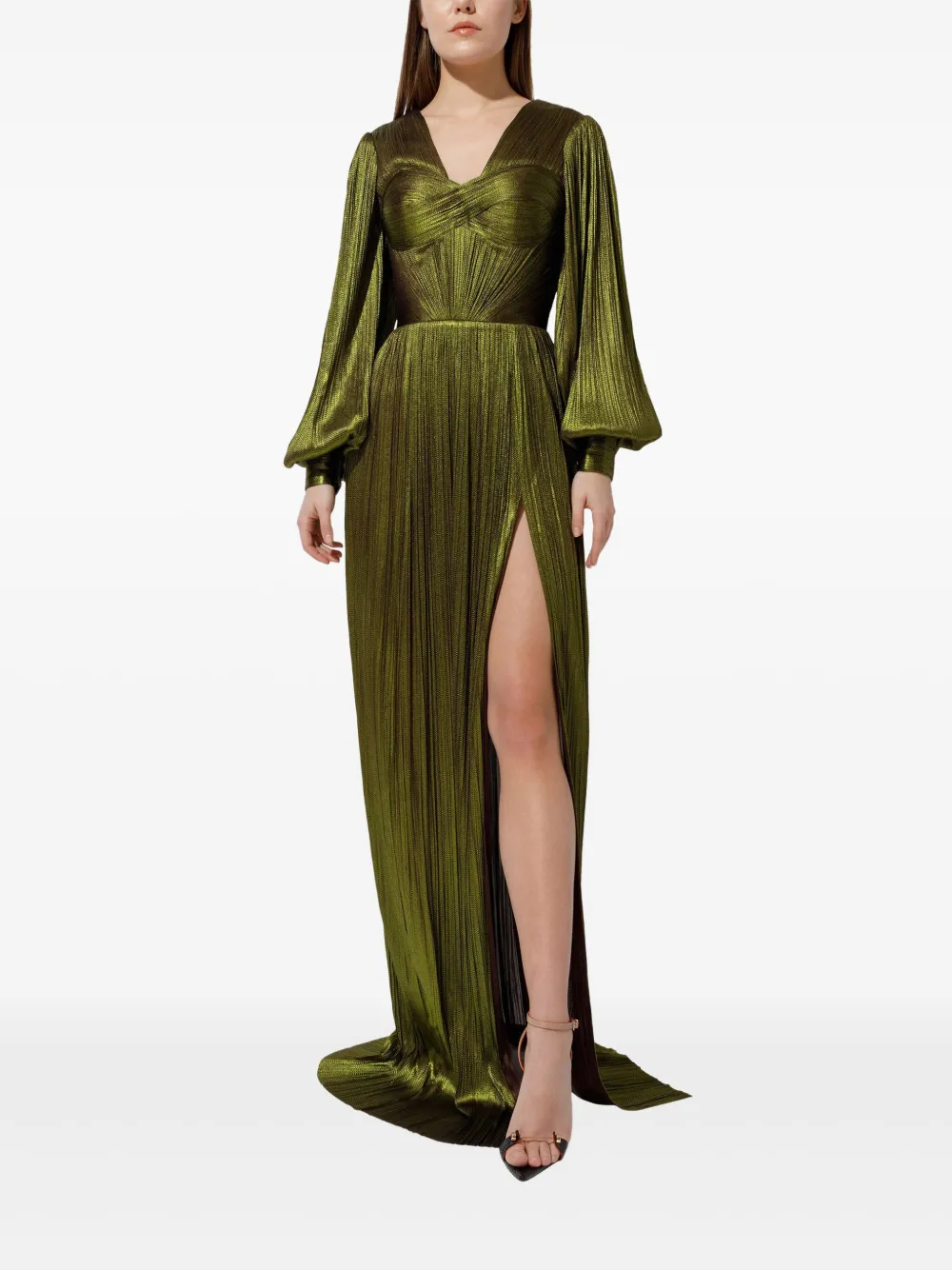 Iris Serban pleated long-sleeve dress | Evening Dresses | Image 2