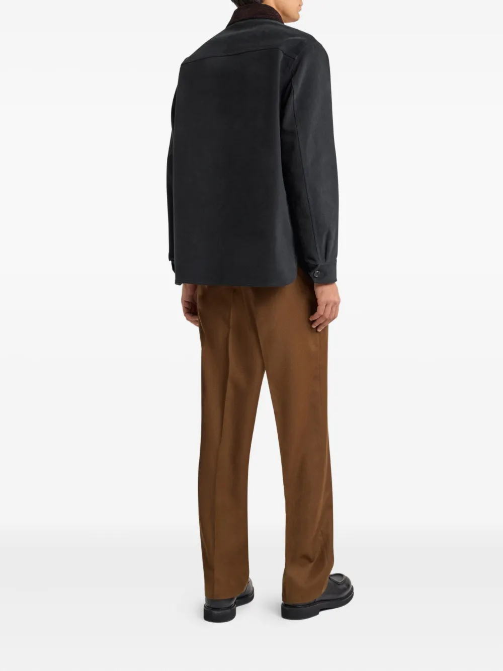 ETRO Pegaso jack met ribfluwelen kraag Zwart