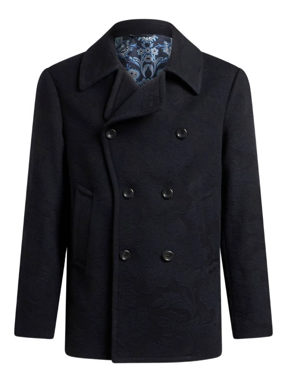 ETRO jacquard double-breasted peacoat | Blue | Image 1