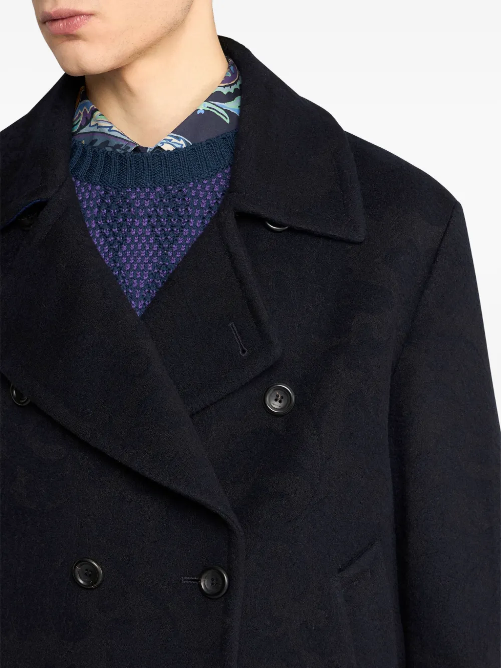 ETRO Sailorjas met dubbele rij knopen en jacquard Blauw