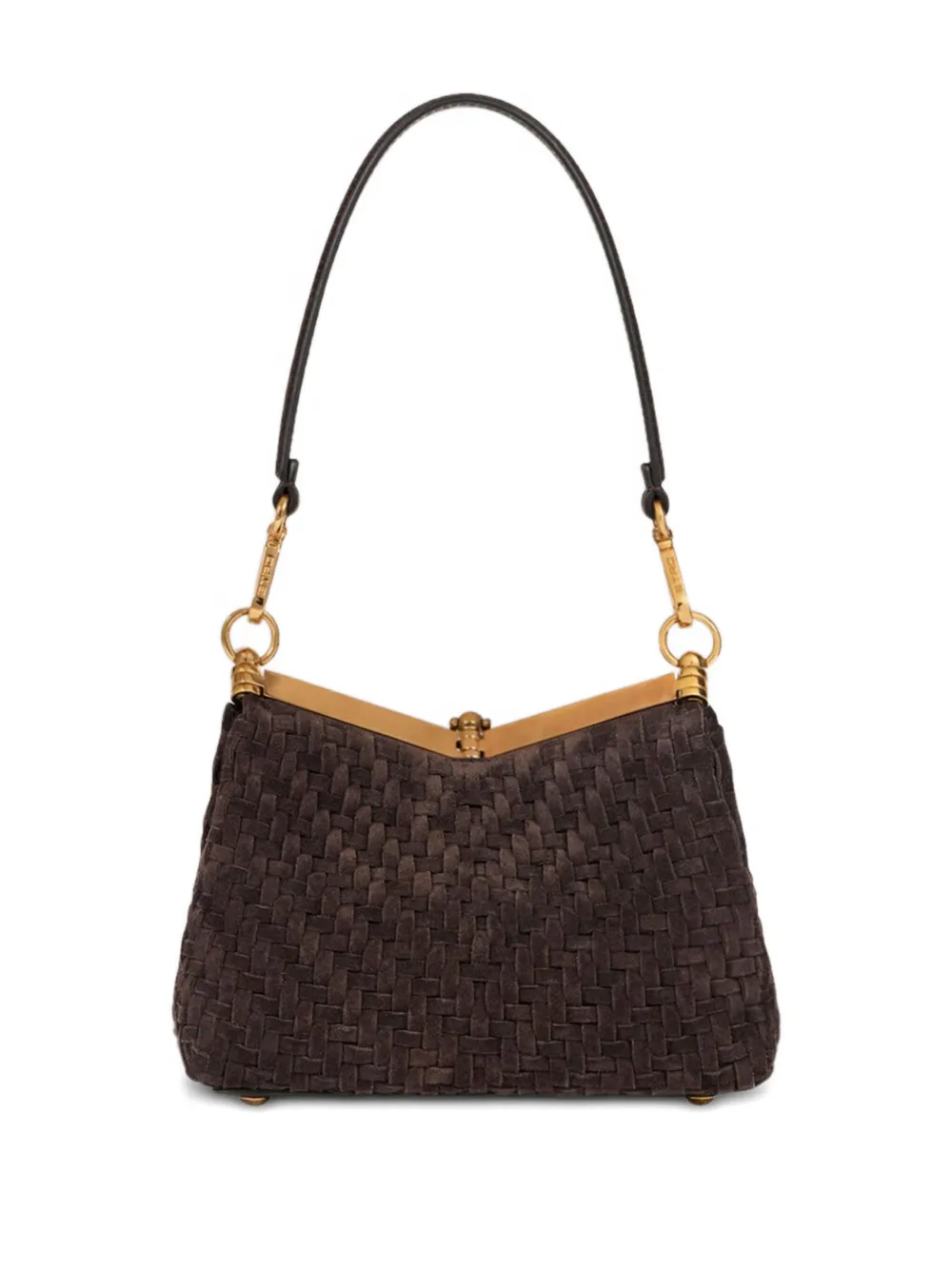 ETRO Kleine geweven suède schoudertas Bruin