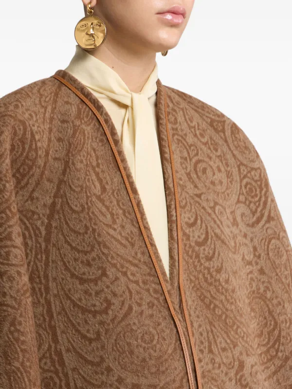 ETRO Wool And Cashmere Jacquard Cape | Blue | FARFETCH