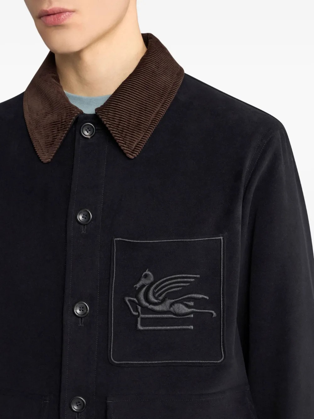 ETRO Pegaso jack met opgestikte zak Zwart