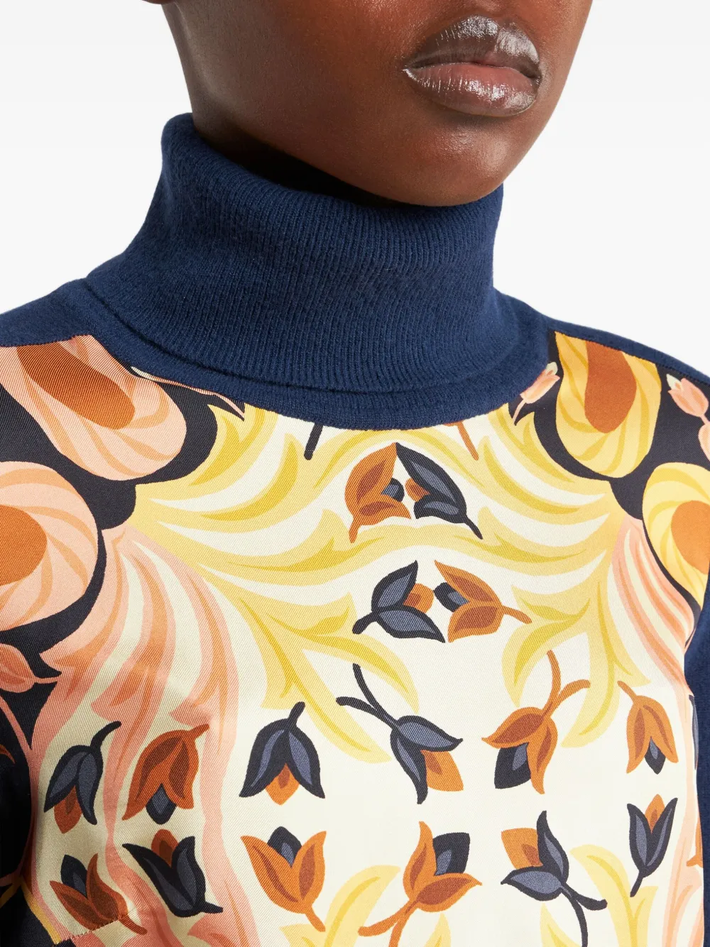 Etro Roll-neck Printed Sweater In Blue