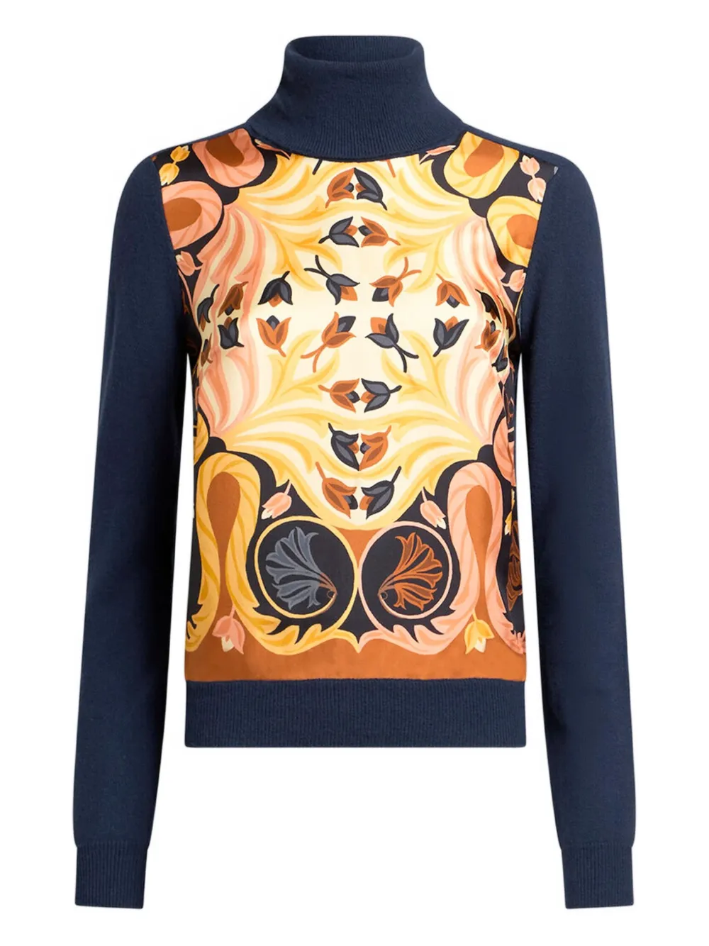 Etro Roll-neck Printed Sweater In Blue