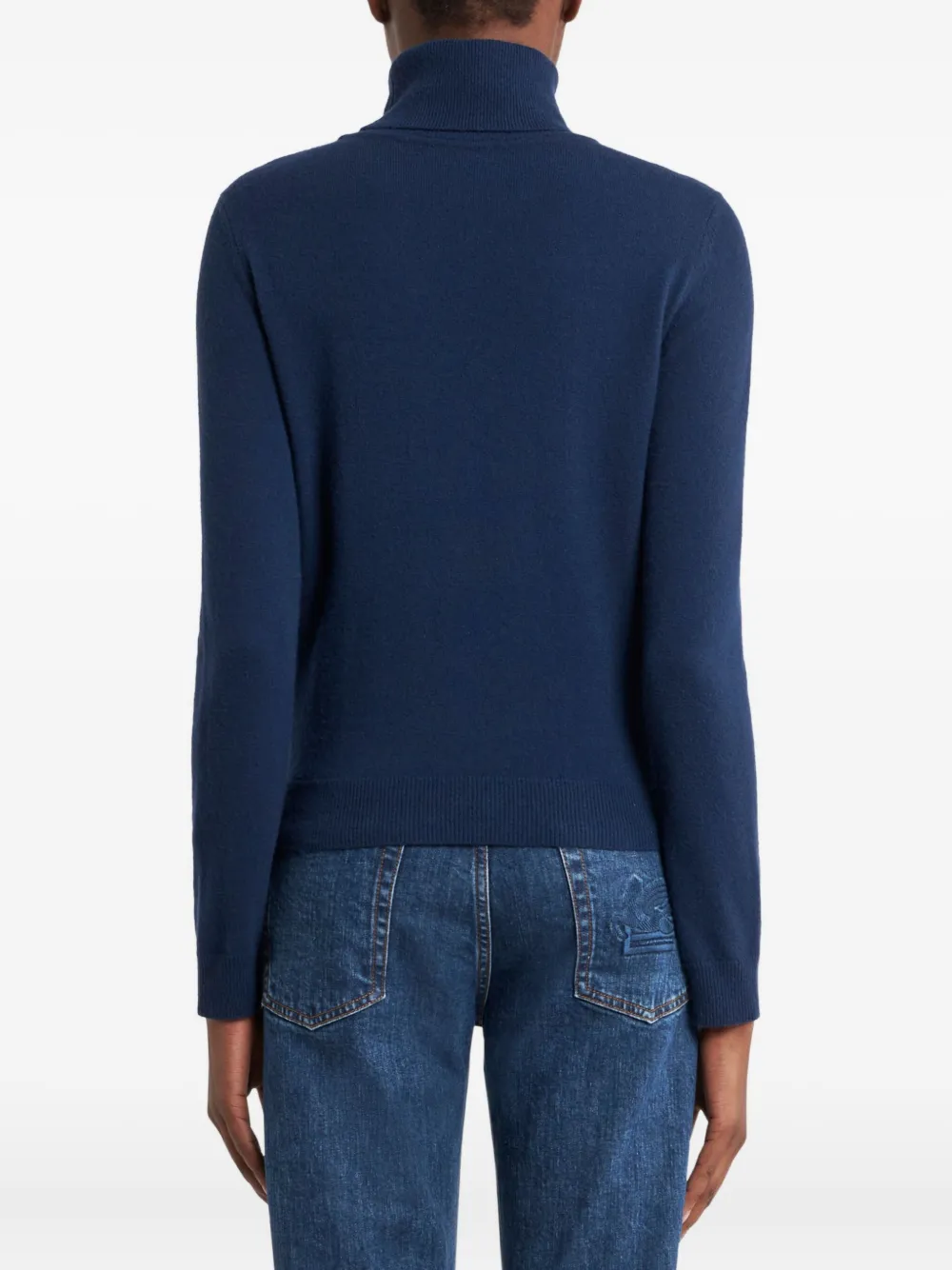 Etro Roll-neck Printed Sweater In Blue
