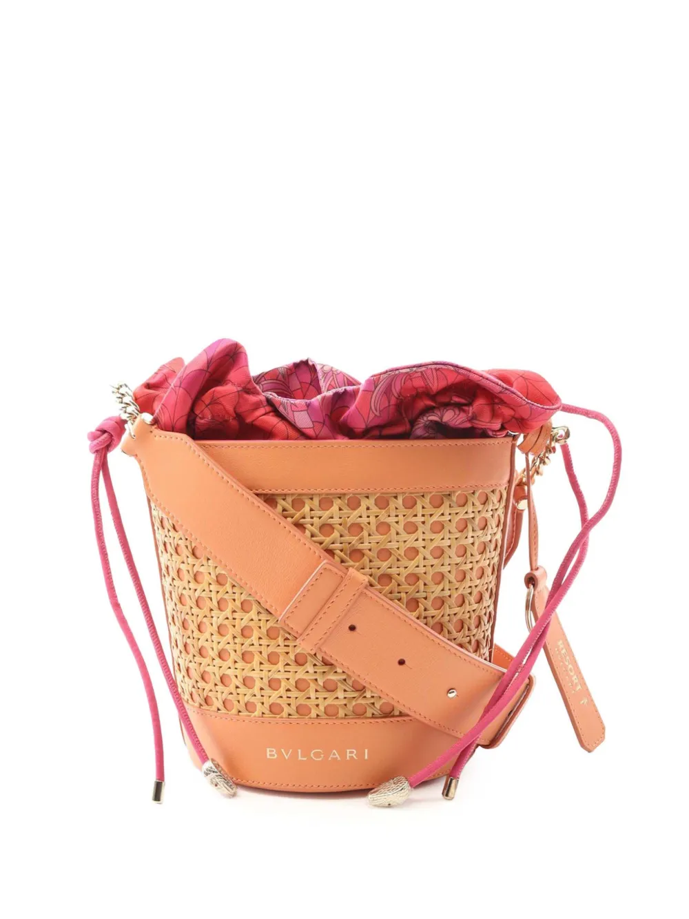 Bvlgari Pre-Owned 2010-2025 Rattan and Calfskin Serpenti Forever bucket bag | Orange | Image 1