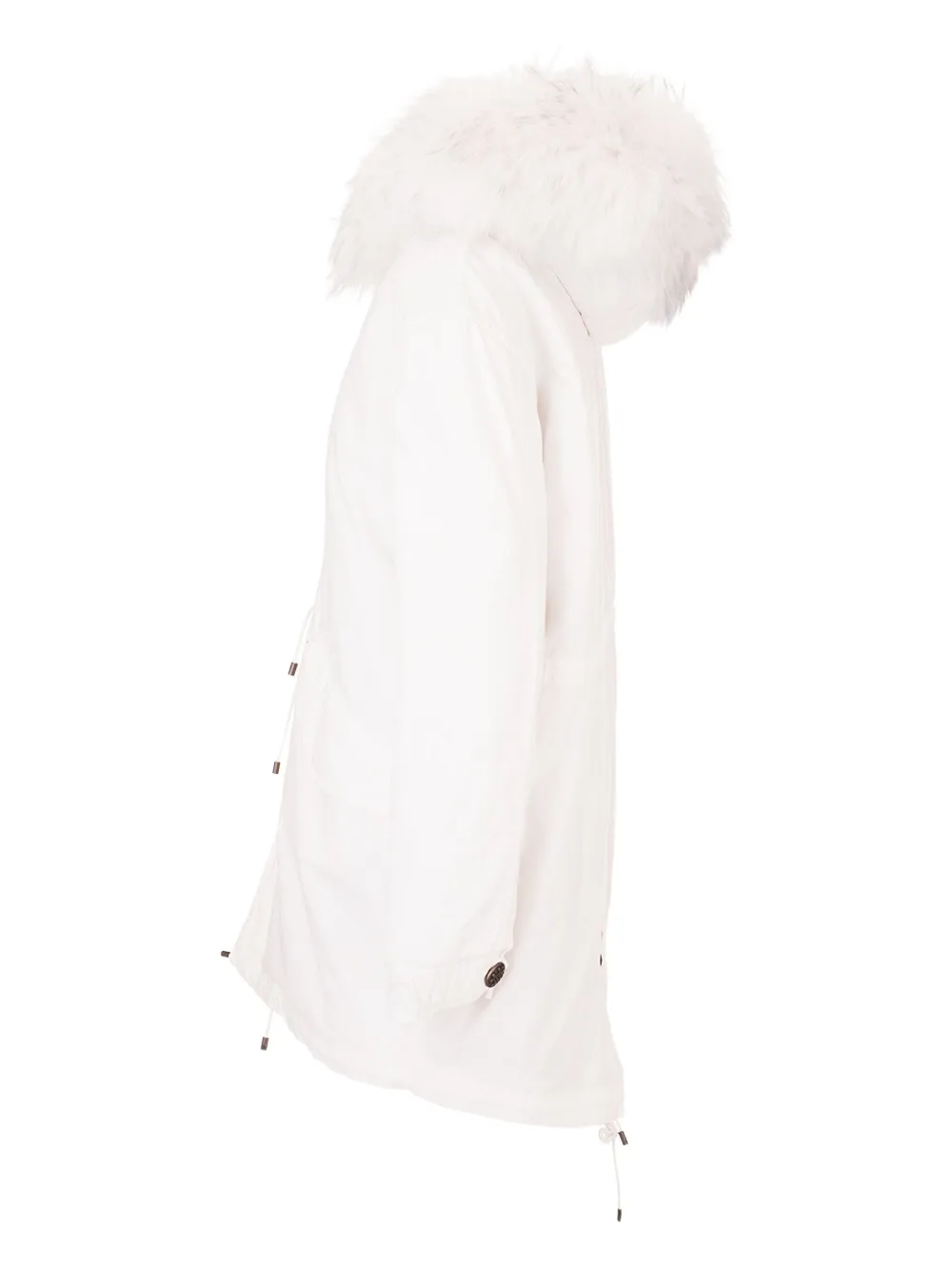 Mr & Mrs Italy Mantel met afwerking van imitatiebont Wit