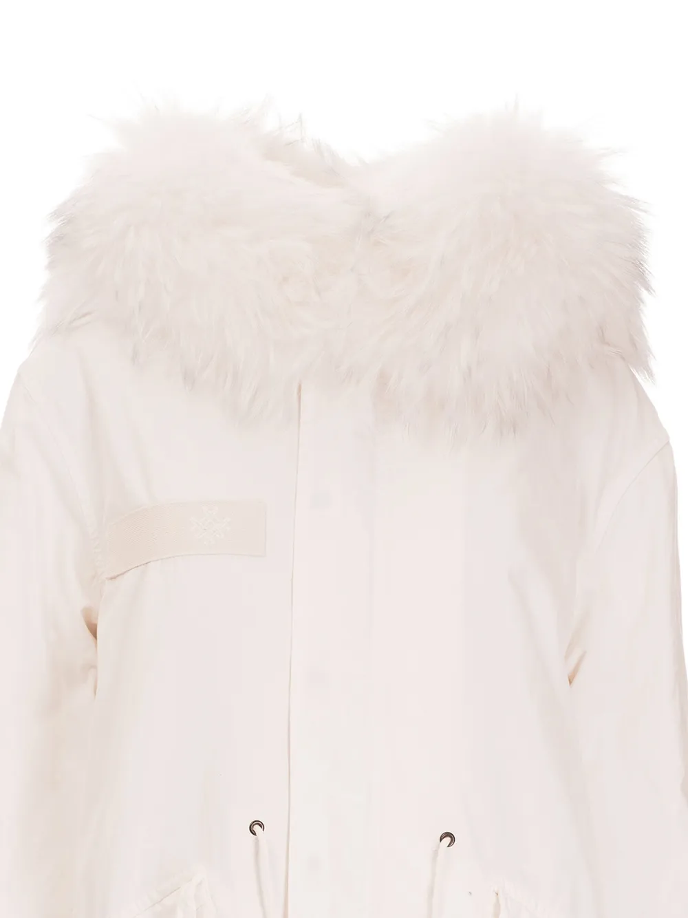 Mr & Mrs Italy Mantel met afwerking van imitatiebont Wit