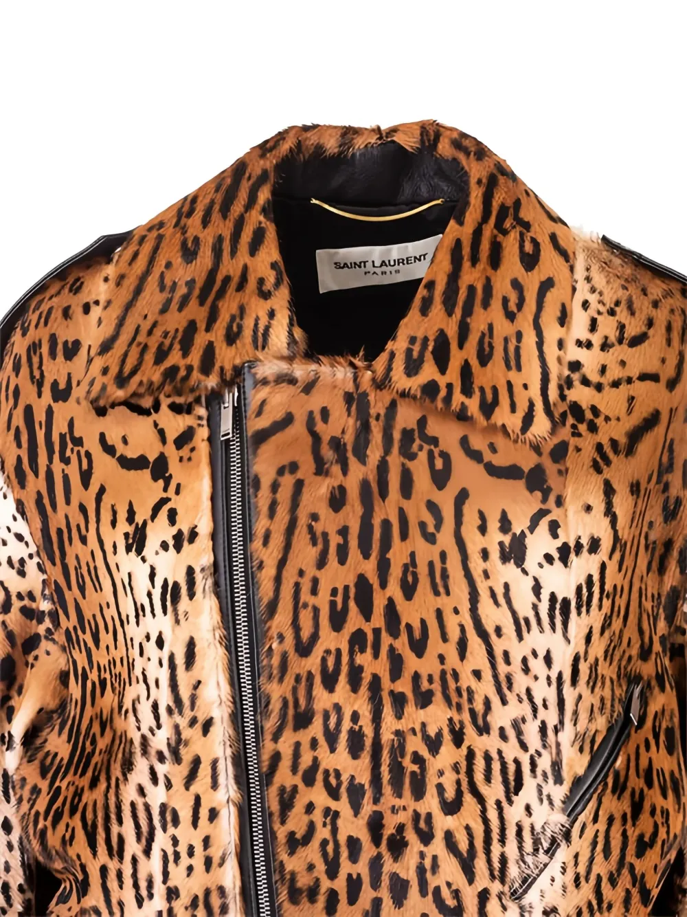 Saint Laurent Zip-up Animal-print Jacket In Brown