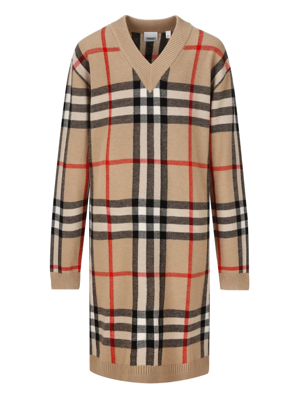 Burberry Kids check V-neck wool-blend dress - Toni neutri
