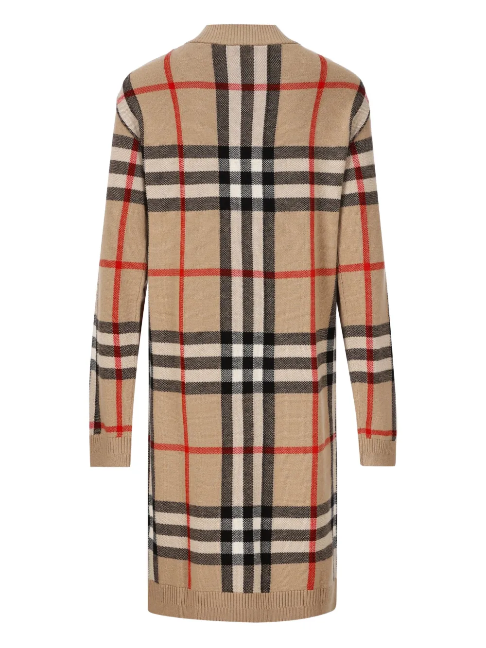 Burberry Kids Geruite jurk van wolblend met V-hals Beige