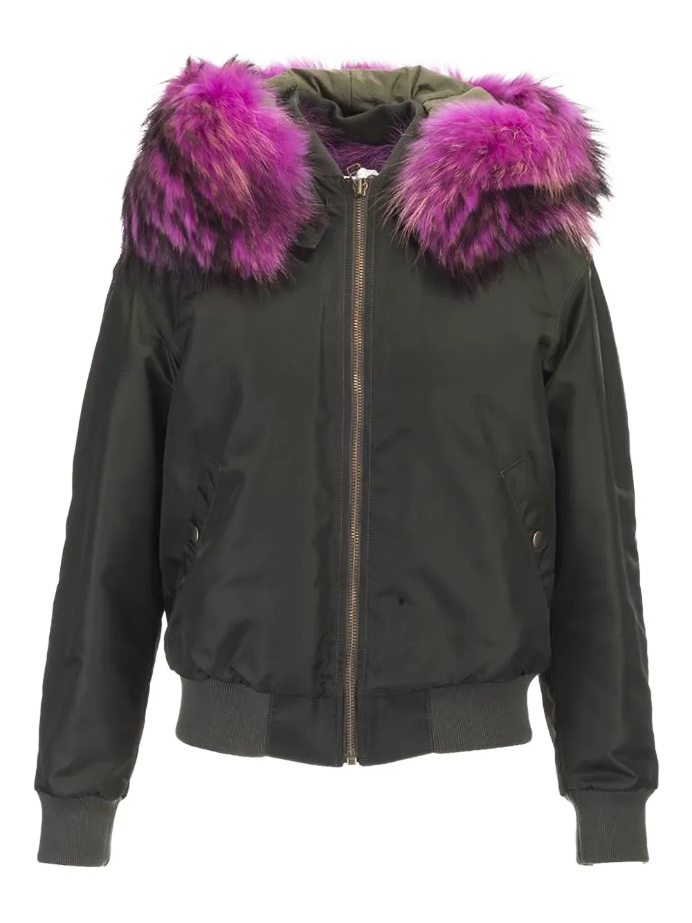 Mr & Mrs Italy Faux Fur-trim Jacket In Green