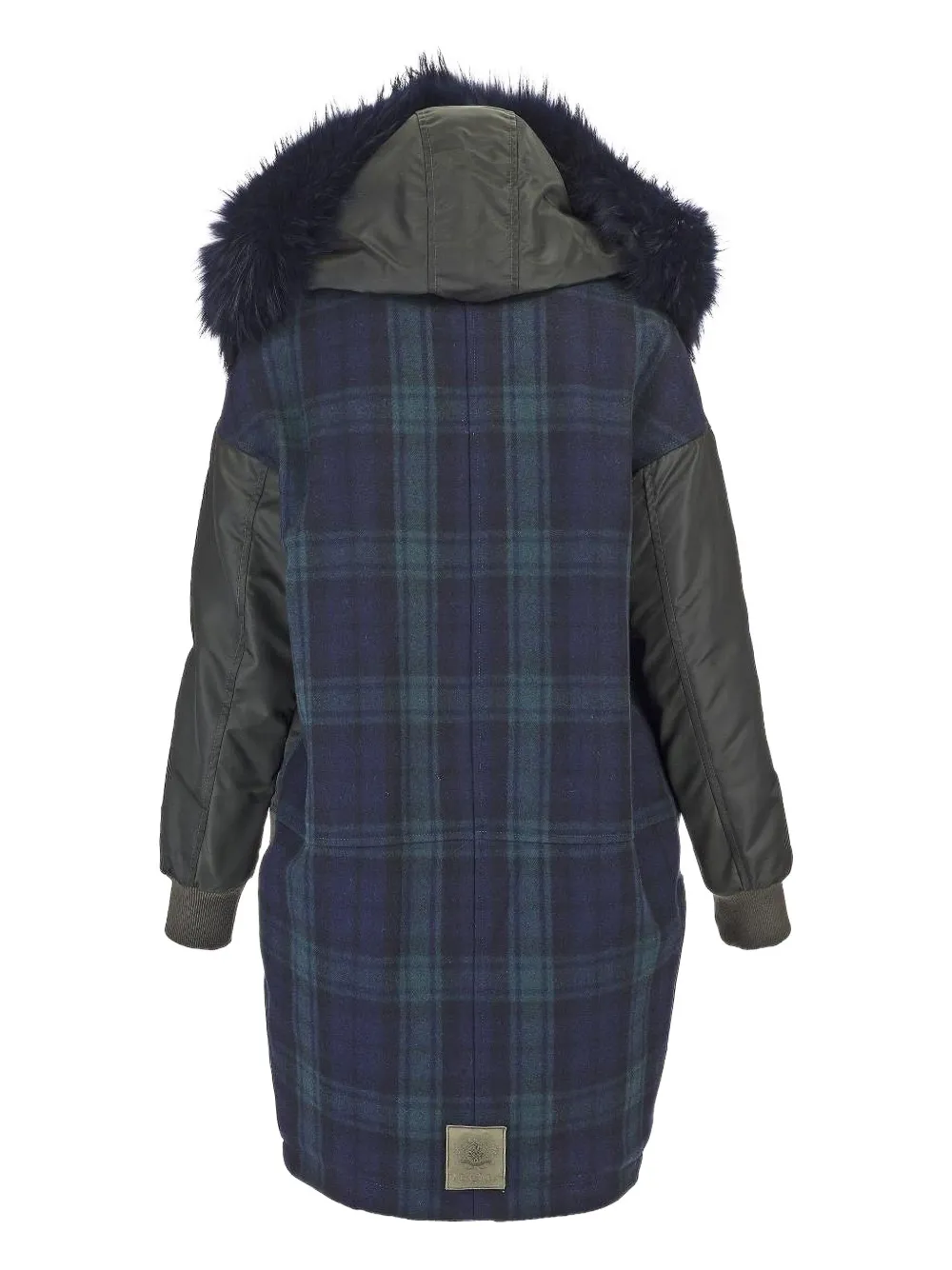 Mr & Mrs Italy Faux Fur-collar Plaid Coat In Green