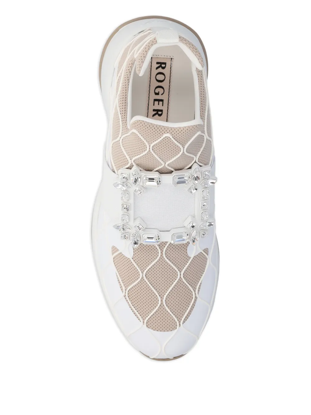【新品未使用】ROGER VIVIER メッシュスニーカー Roger Vivier Viv Run ビジュー メッシュスニーカー | ホワイト