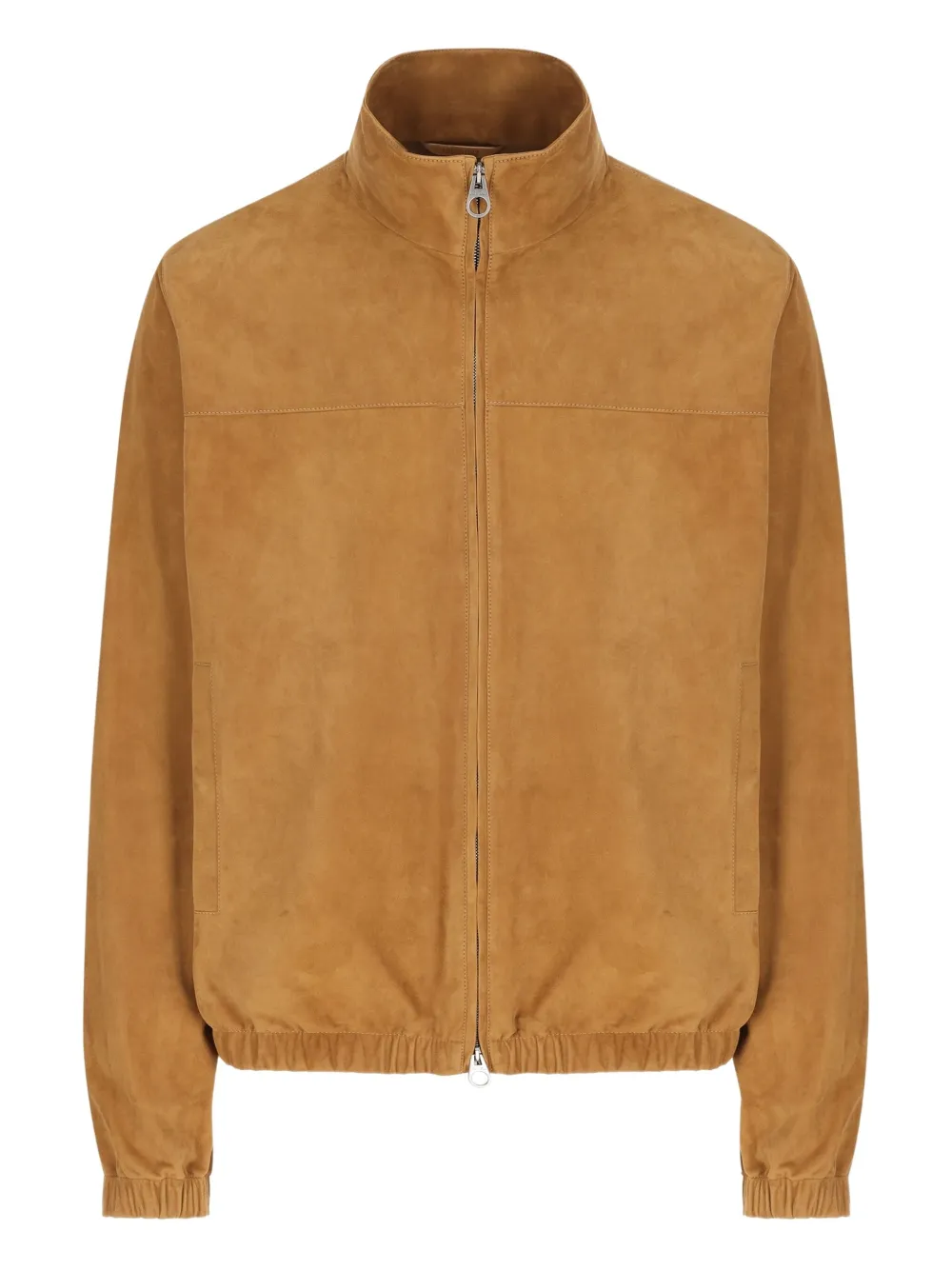 Loro Piana Stand-up Collar Zip-front Leather Jacket In Brown