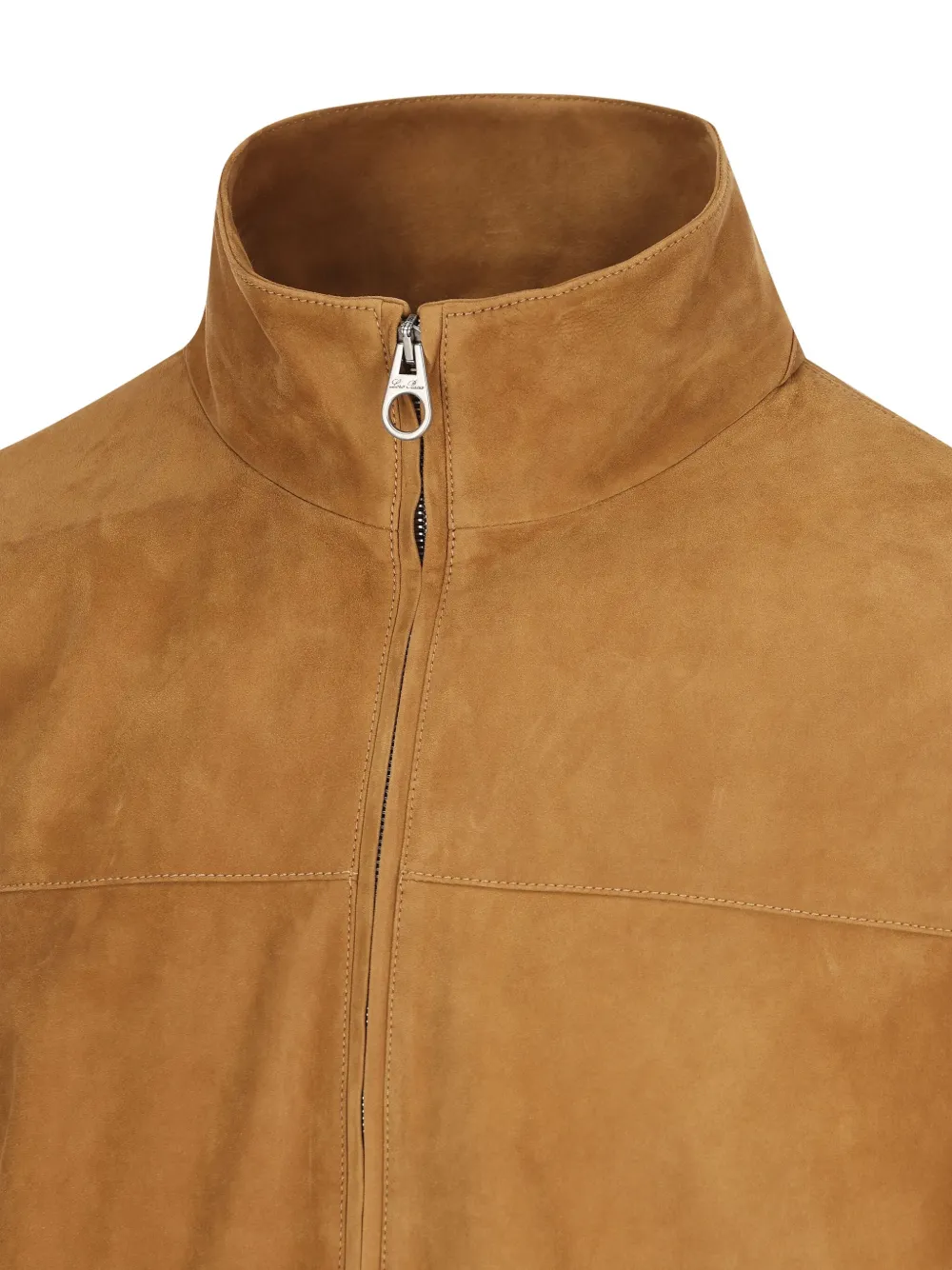 Loro Piana Stand-up Collar Zip-front Leather Jacket In Brown
