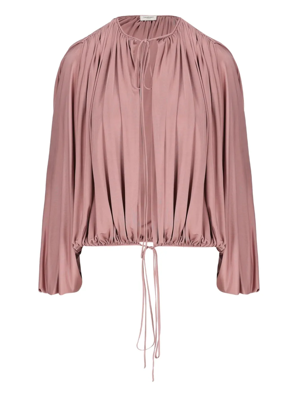 Saint Laurent Flared Oversize Knitwear Tie Detail In Pink