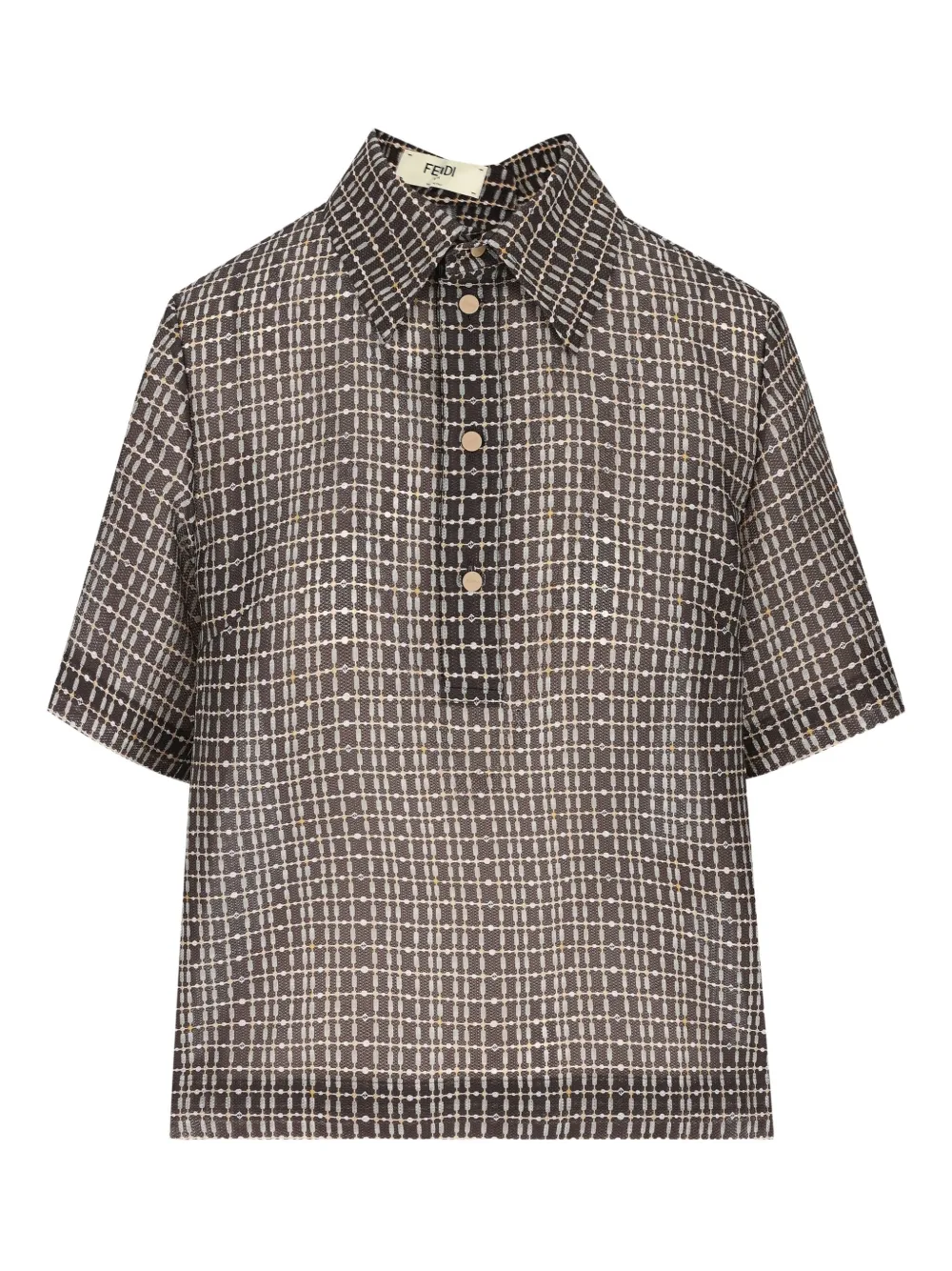Fendi Grid-pattern Polo Top In Multi