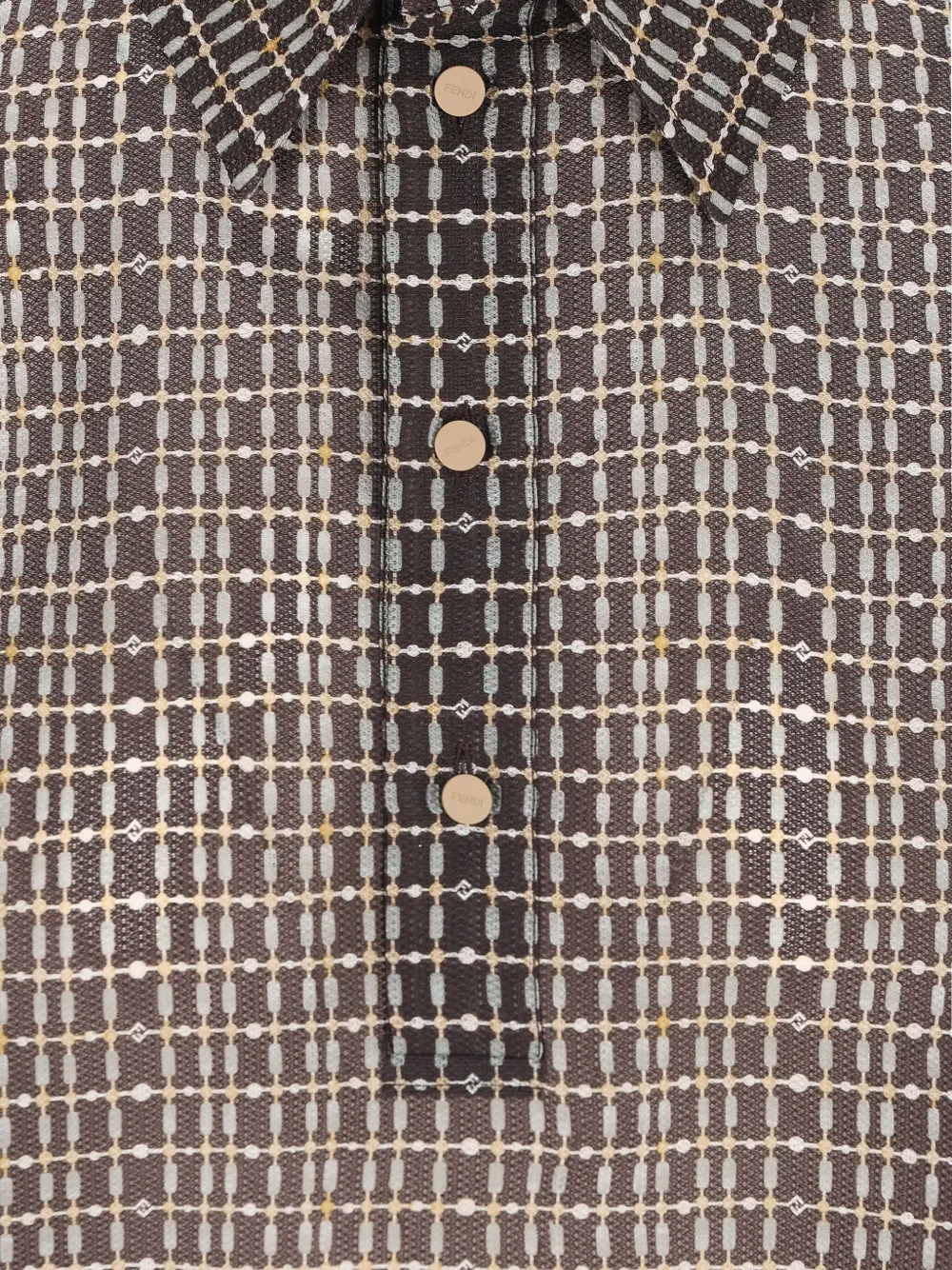 Fendi Grid-pattern Polo Top In Multi