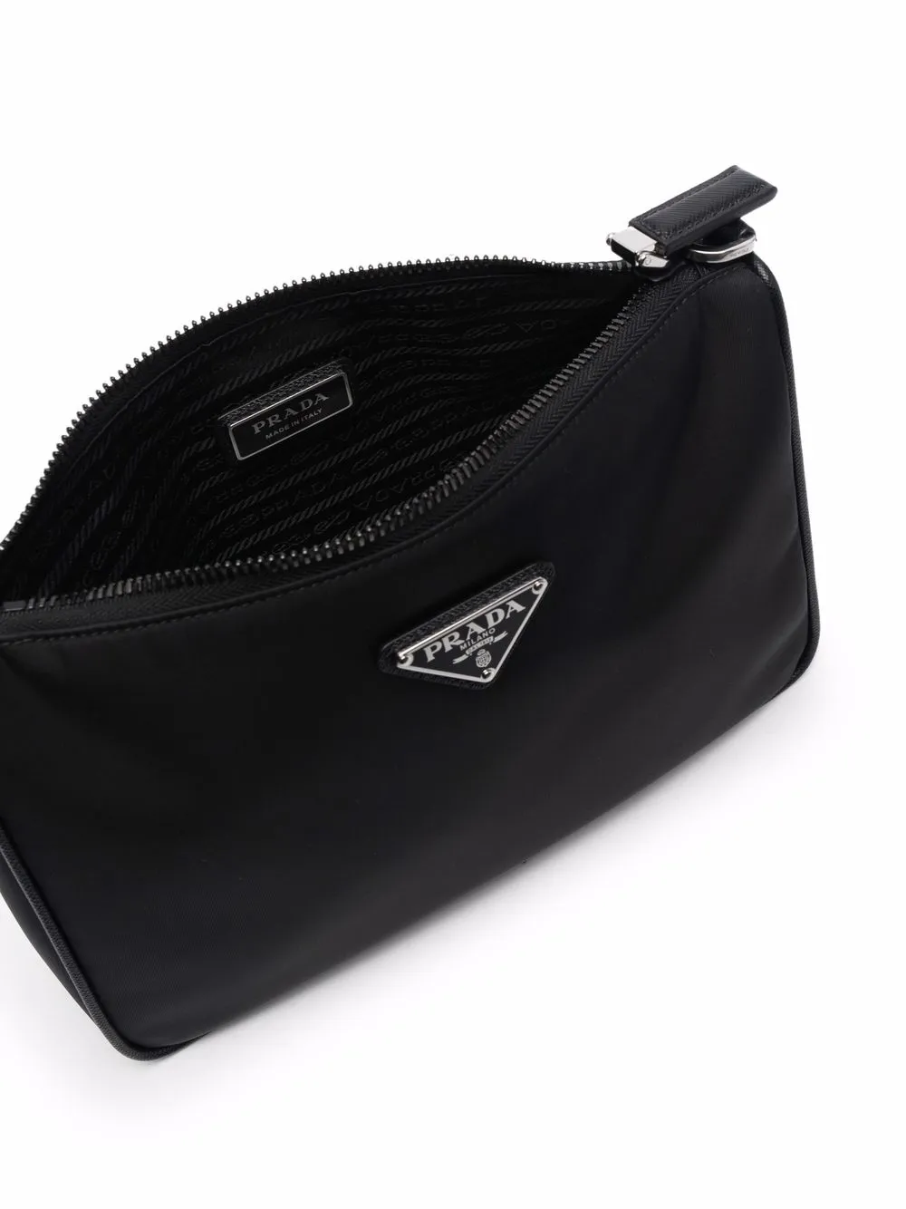 Prada Schoudertas met afneembare zak en logo Zwart