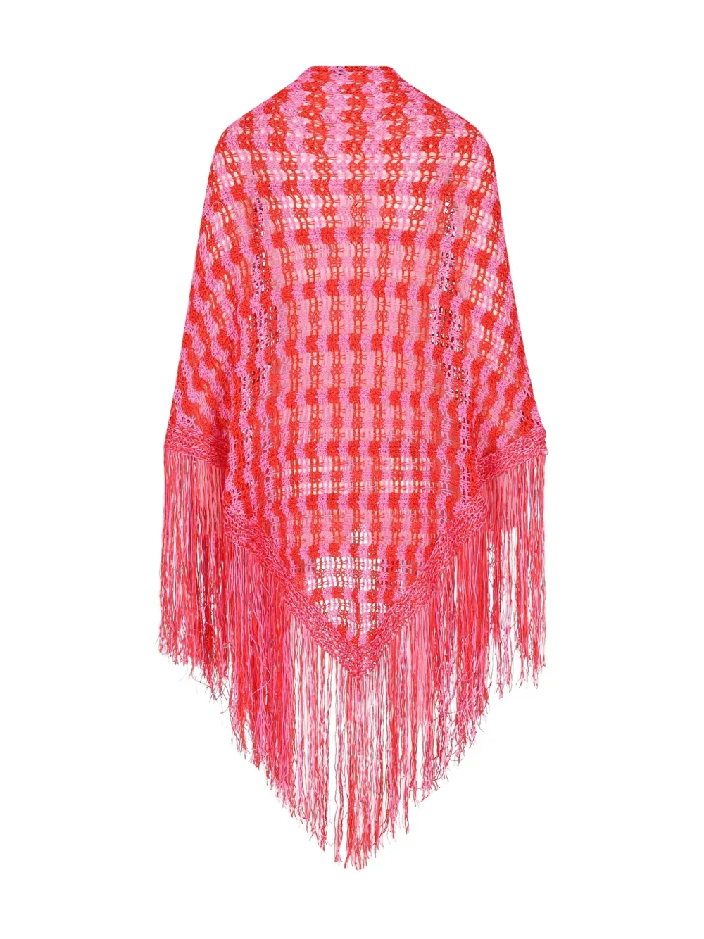 Giada Benincasa stripe-pattern fringed-hem crochet scarf | Pink | Image 1