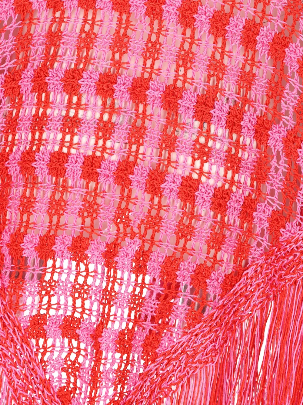 Giada Benincasa stripe-pattern fringed-hem crochet scarf - Roze