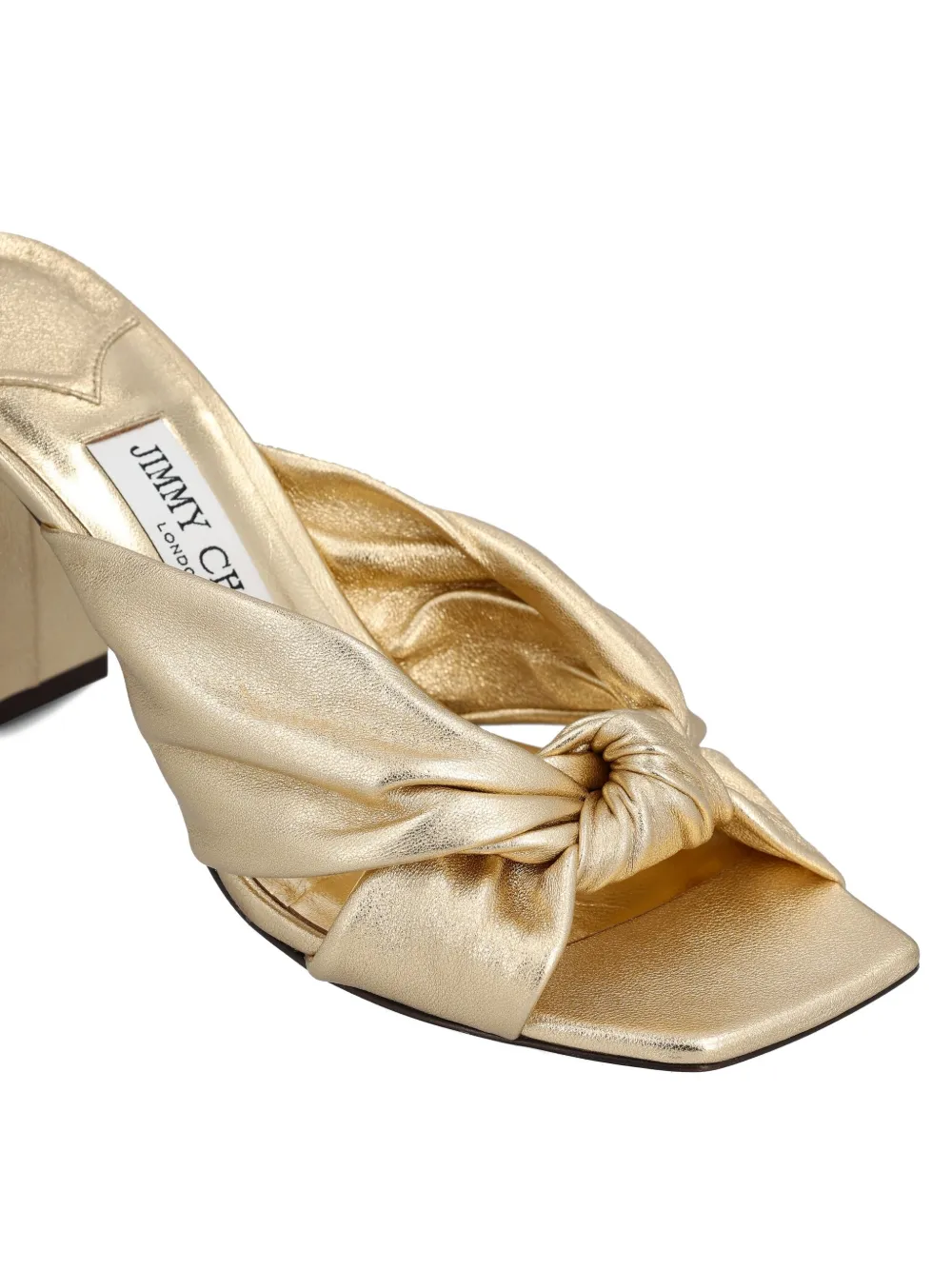 Jimmy Choo 85mm Avenue Knotted Sandals In Metallic