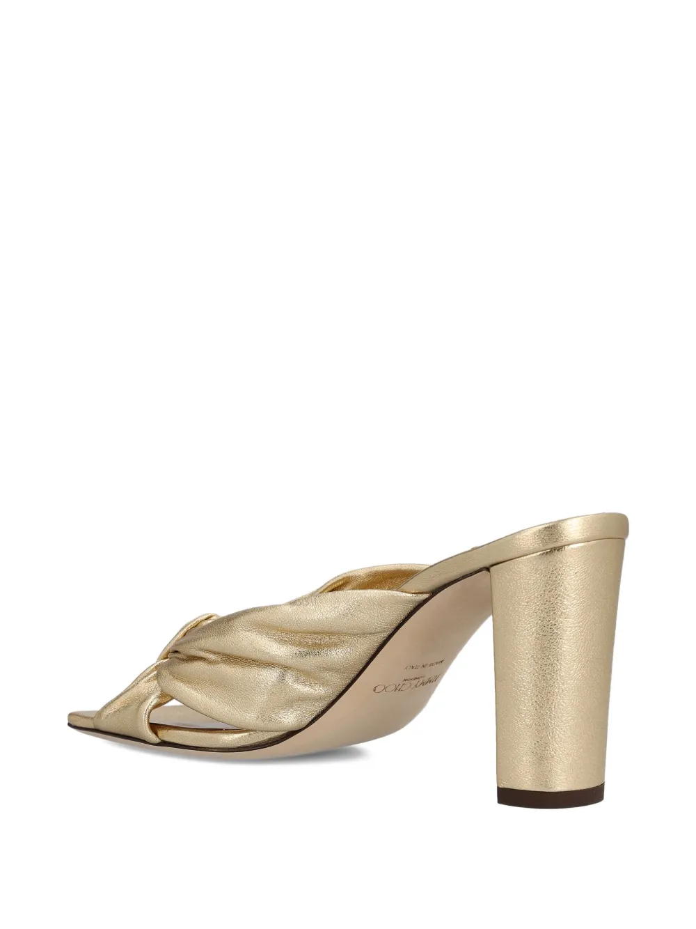 Jimmy Choo 85mm Avenue Knotted Sandals In Metallic