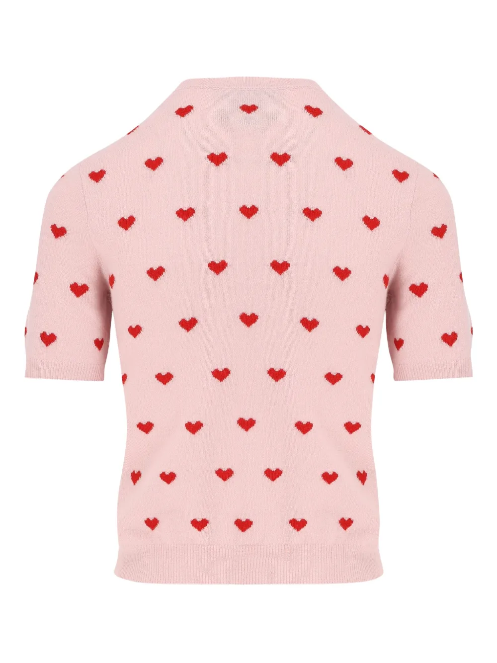 Valentino Heart-pattern Short-sleeve Sweater In Pink