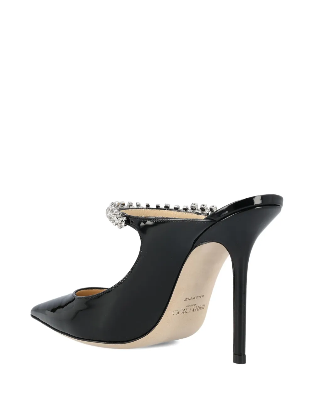 Jimmy Choo Crystal Strap Embellished Mules With 10cm Heel In Black