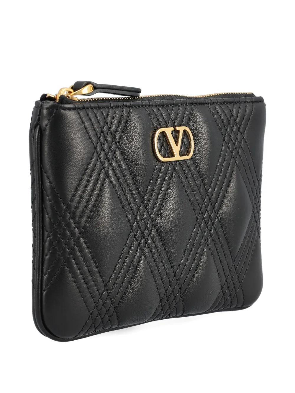 V-logo quilted clutch