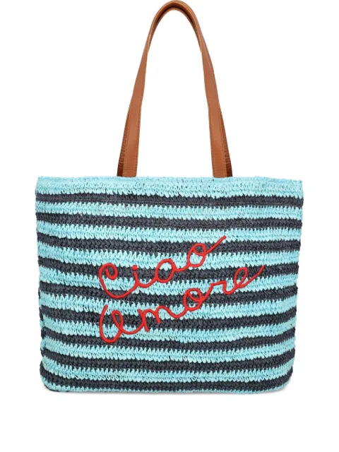 Giada Benincasa striped-pattern raffia tote bag