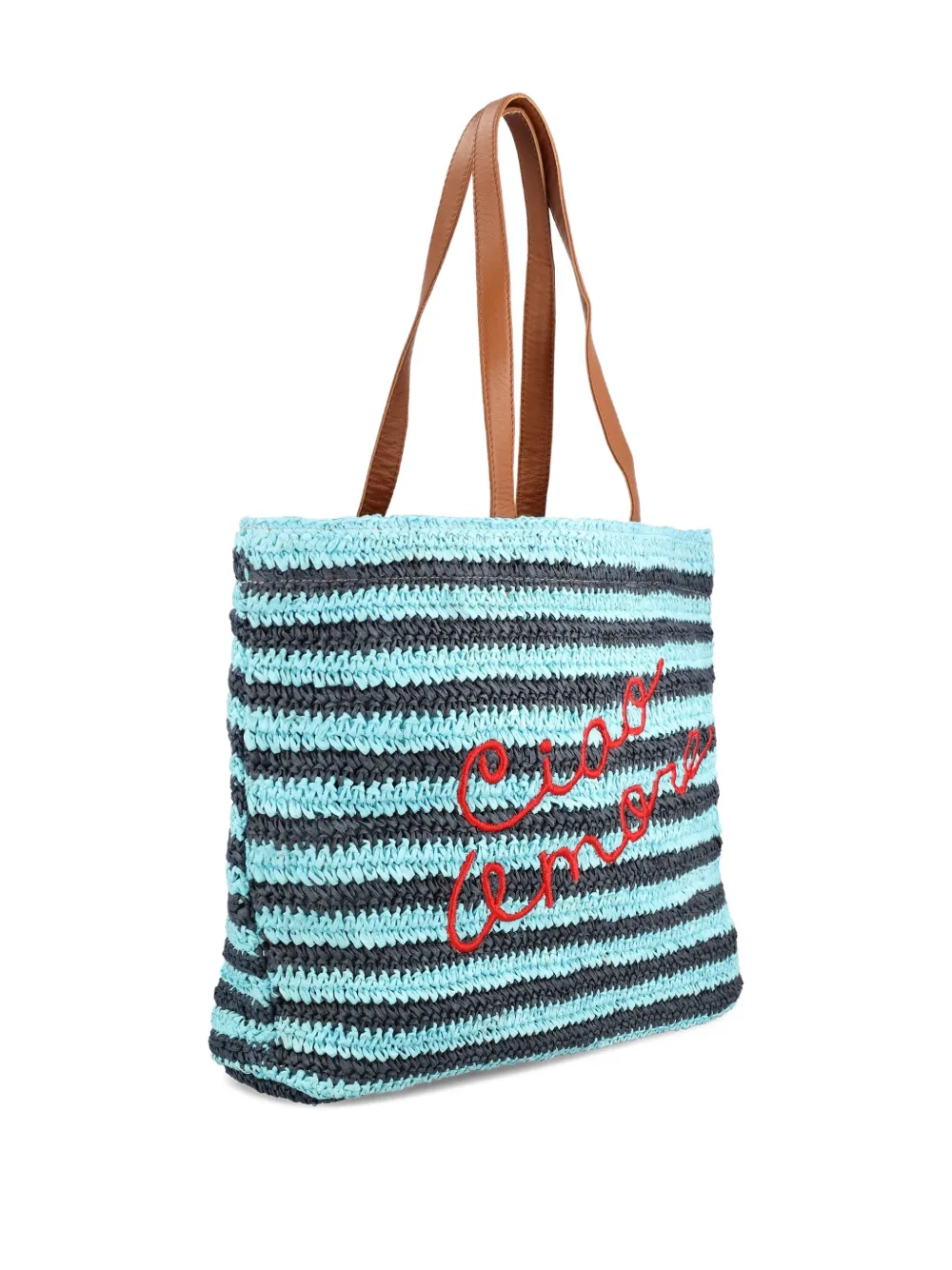 Giada Benincasa Striped-pattern Raffia Tote Bag - Blue 