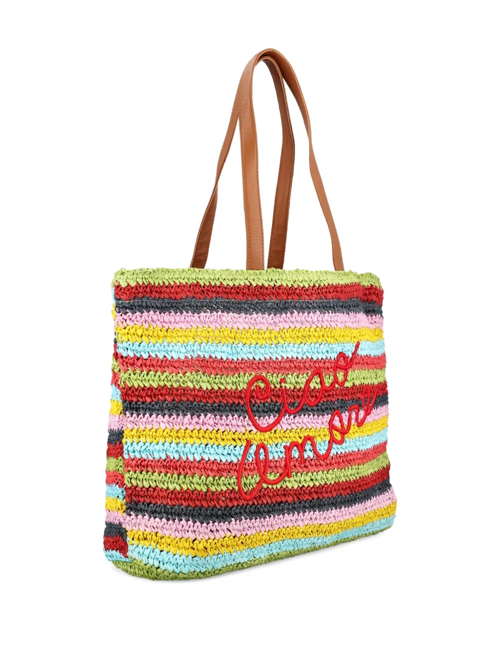 Giada Benincasa Striped-pattern Embroidered Tote Bag In Multi