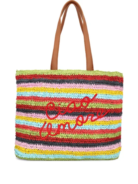 Giada Benincasa striped-pattern embroidered tote bag