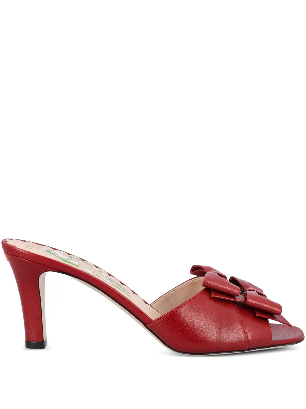 Valentino Garavani 70mm double-bow leather sandals Red