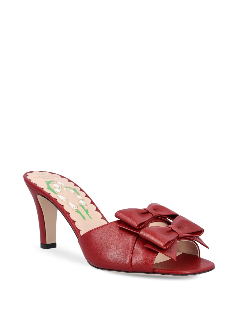 Valentino Garavani 70mm double-bow leather sandals Red