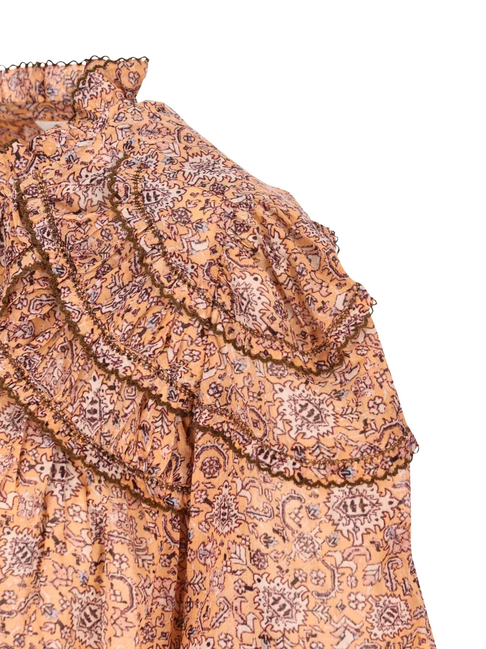 ISABEL MARANT Blouse met ruches en bloemenprint Oranje