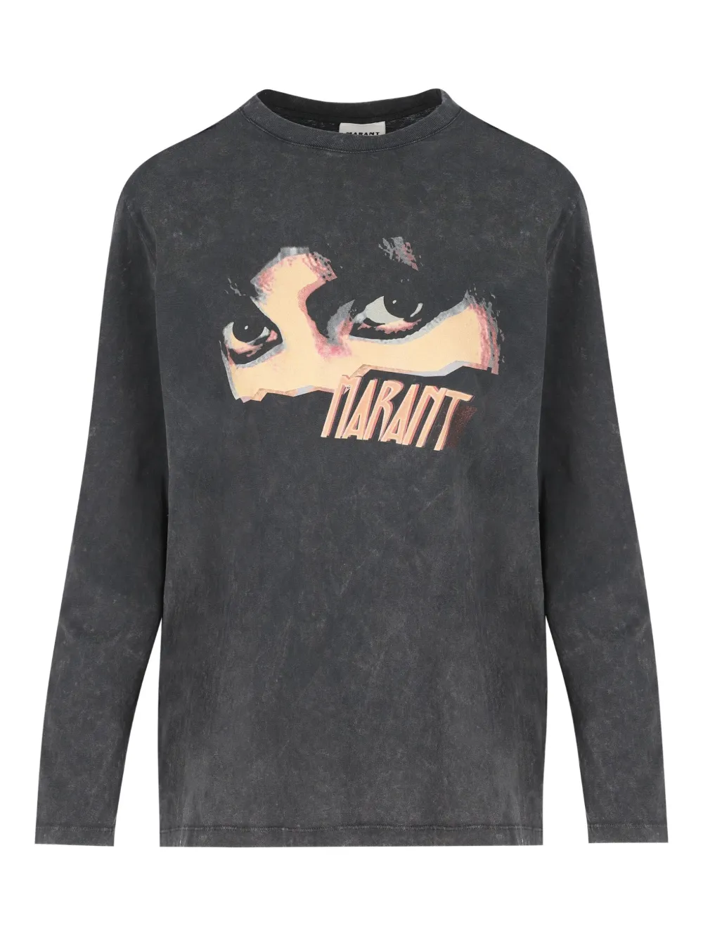 Isabel Marant Eye-print Long-sleeve T-shirt In Gray