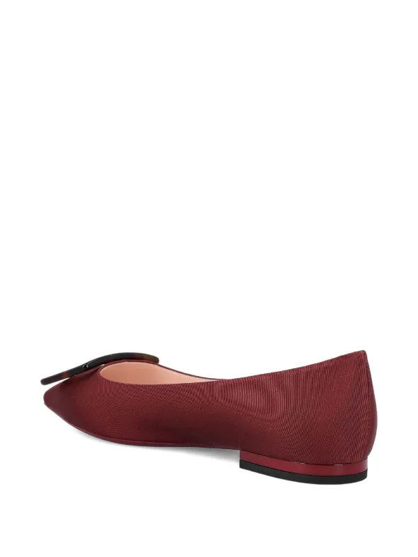 Roger Vivier buckle-detail pointed-toe Flat Pumps Red FARFETCH AU - Main Image