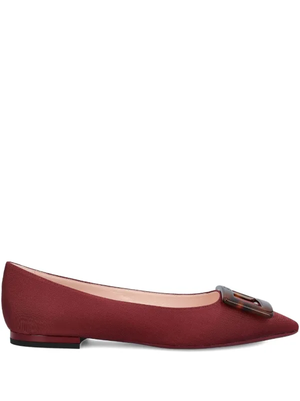 Roger Vivier buckle-detail pointed-toe Flat Pumps Red FARFETCH AU