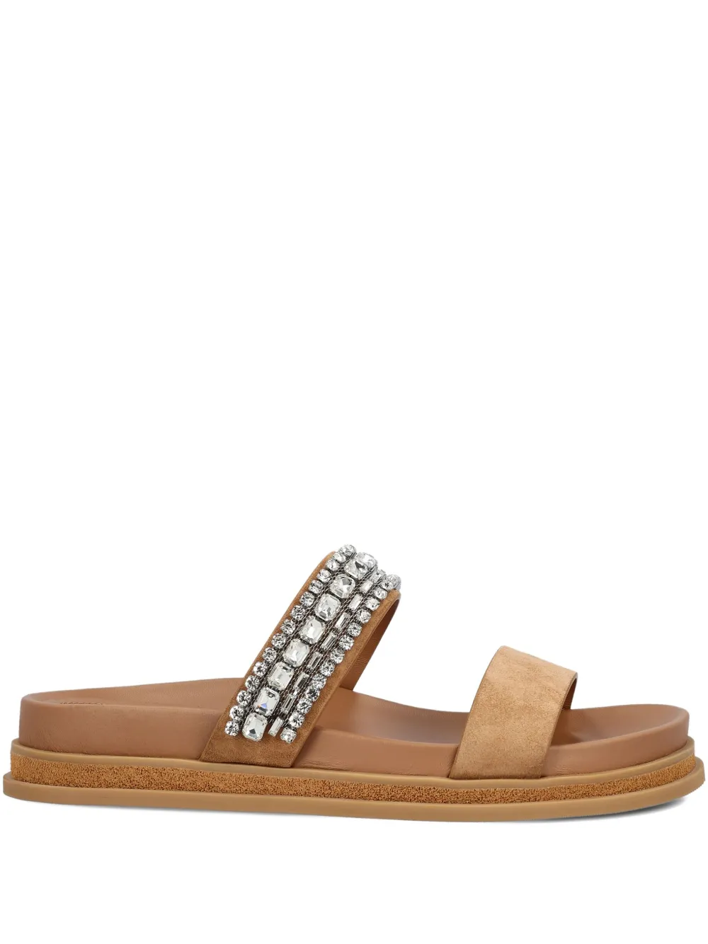 Jimmy Choo crystal-embellished flat sandals Neutrals