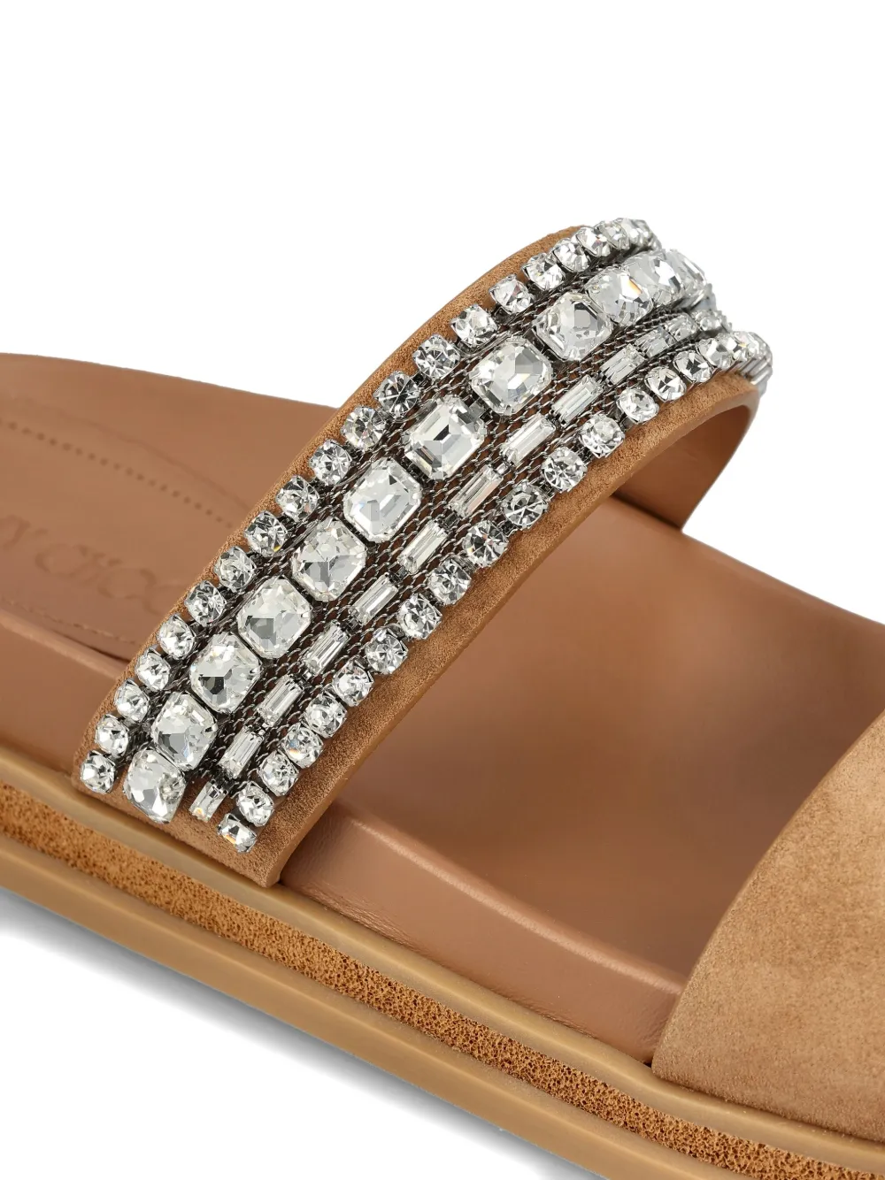 Jimmy Choo crystal-embellished flat sandals Neutrals