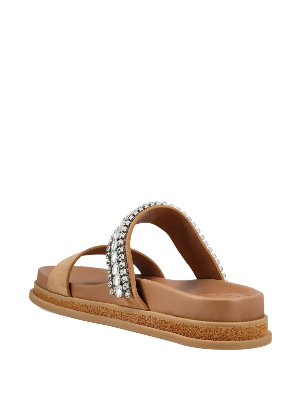 Jimmy Choo crystal-embellished flat sandals Neutrals