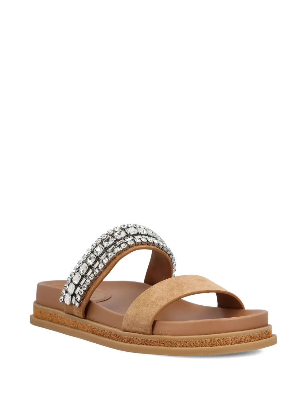 Jimmy Choo crystal-embellished flat sandals Neutrals