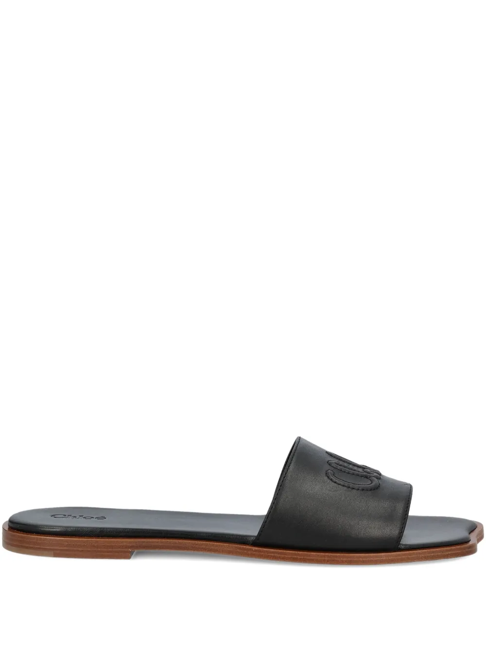 Chloé Logo-embellishment Flat Sandals In Black