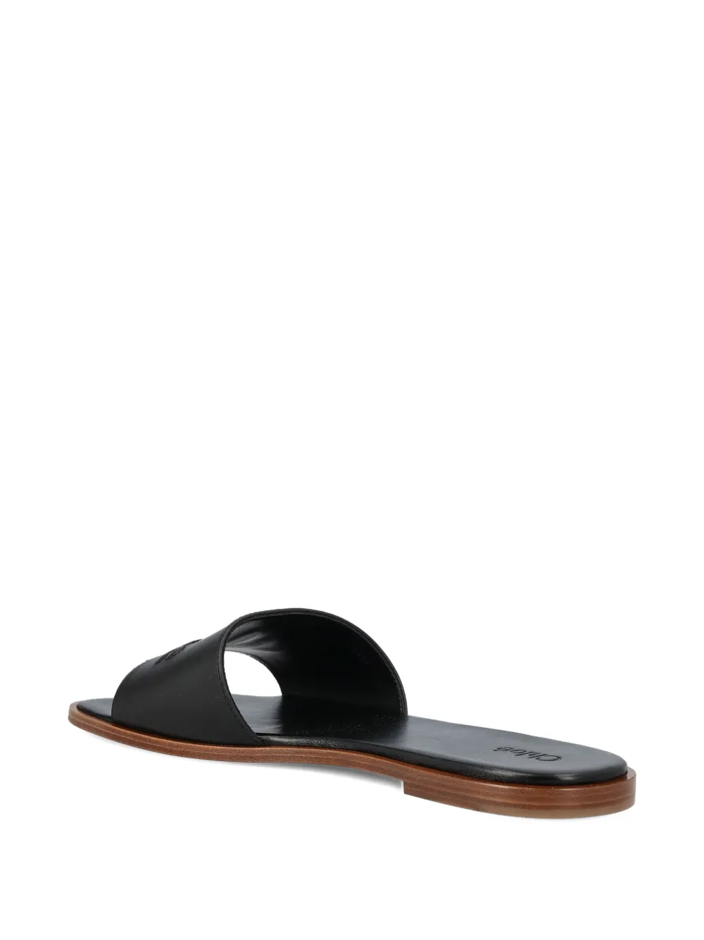 Chloé Logo-embellishment Flat Sandals In Black