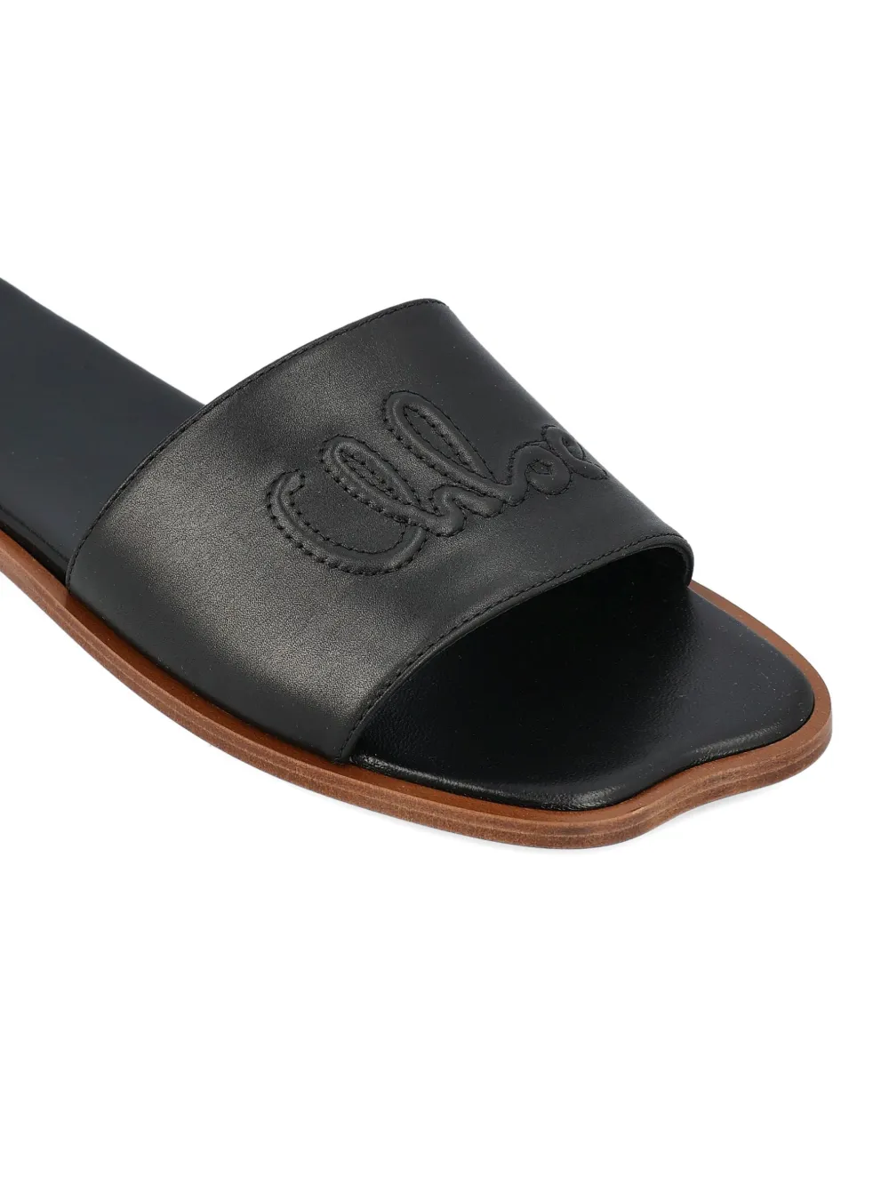 Chloé Logo-embellishment Flat Sandals In Black