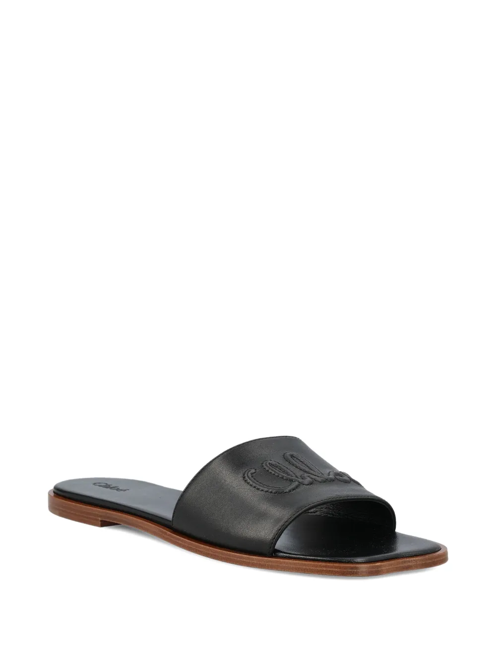 Chloé Logo-embellishment Flat Sandals In Black